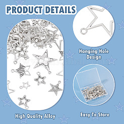 84pcs14スタイルチベットスタイル亜鉛合金ペンダント  スター  アンティークシルバー  11.5~35x9~32.8x1.5~4.5mm  穴：1.5~3mm  6個/スタイル&nbsp;FIND-TA0009-55