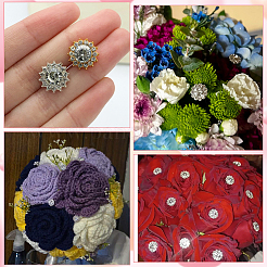 16 шт. 2-цветные литые хрустальные головки-булавки со стразами&nbsp;FIND-SP0004-63