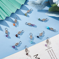 4 комплект 7 стилей подвесок из сплава с чакрами и смешанной каменной крошкой FIND-CN0001-30