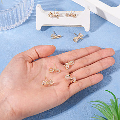 4 пара 2 стилей латунных микропаве прозрачных кубических цирконий серьги-гвоздики фурнитура&nbsp;KK-TA0002-63