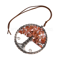 Подвесные украшения из латуни и натуральной каменной крошки HJEW-Z007-05R