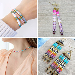 200шт 10 стиля стеклянные бусины смешанного стиля с 2 отверстиями SEED-TA0001-30