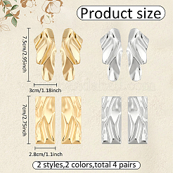 4 пара серег-гвоздиков из сплава 4 стилей со штифтами из нержавеющей стали 304 EJEW-AN0004-61