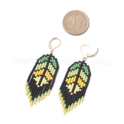 Серьги-подвески из стеклянных бусин ручной работы&nbsp;EJEW-MZ00561-02