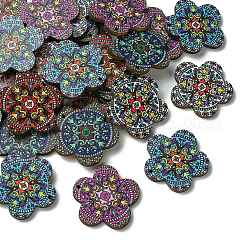 30шт 5 цвета подвески из натуральной липы с принтом&nbsp;WOOD-CJ0001-86