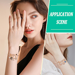 12 шт. 2-х цветные золотистые браслеты из нержавеющей стали 304 со стразами&nbsp;BJEW-SC0001-27