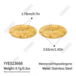 女性用304ステンレススチールスタッドピアス  オーバル  18KGP本金メッキ  36.2x17.8mm&nbsp;LS-QQ1906