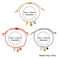 Ensemble de 3 bracelet à breloques croix vierge en laiton bohème bicolore&nbsp;DS9557-3