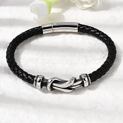 Плетеные браслеты из кожаного шнура из микрофибры&nbsp;BJEW-A092-01B-AS