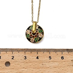 Плоские круглые эмалевые ожерелья из нержавеющей стали 304 для женщин NJEW-Q028-01B-G