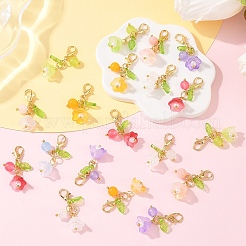 40 шт. 8 стиля подвески-цветы из натурального желтого нефрита&nbsp;HJEW-YW00156