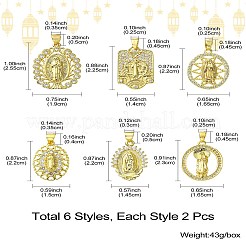 12 шт. 6 стиля латунные подвески с цирконием&nbsp;KK-CJ0002-19