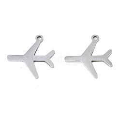 変色しない201ステンレススチールペンダント  レーザー切断  旅客機  ステンレス鋼色  15.5x15.5x1mm  穴：1.4mm&nbsp;STAS-T044-265P