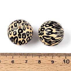 Круглые бусины из АБС-пластика с леопардовым принтом&nbsp;SACR-T017-75A-02