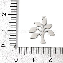 ステンレスペンダント201個  木のチャーム  ステンレス鋼色  17x15.5x1mm  穴：1.4mm&nbsp;STAS-F316-15P