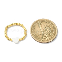 Fingerring im Stil einer natürlichen Muschel und runden Toho-Samen aus geflochtenen Perlen&nbsp;RJEW-JR00599-02