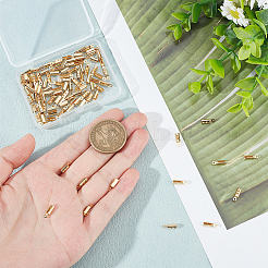 304ステンレス鋼折りたたみ式カシメエンドパーツ子  ゴールドカラー  10x3x2.5mm  穴：1mm  内径：2x2.5mm  100個/箱&nbsp;STAS-UN0009-37G