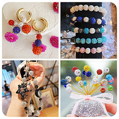 100 шт. 10-х цветные бусины из полимерной глины ручной работы со стразами&nbsp;RB-TA0001-19