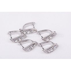 真鍮のベイル  アイスピック＆ピンチ  中東ラインストーン付き  プラチナカラー  ニッケルフリー  プラチナ  12x4x8mm&nbsp;KK-PH0026-03P-NF