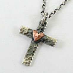 Богемный винтажный крестик из сплава с подвеской в виде сердца на цепочке.&nbsp;FS-WG4EA27-01