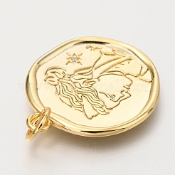 Латунные микропаве прозрачные кубические циркониевые подвески ZIRC-O036-21G