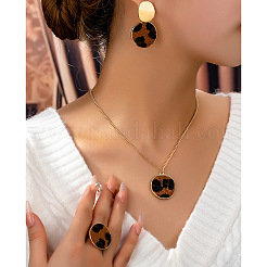 Комплект из плоского круглого сплава с леопардовым принтом FS-WG76AFD-01