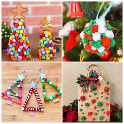 400 stücke 4 farben weihnachten handgemachte diy puppe handwerk pom pom garn pom pom bälle&nbsp;AJEW-TA0003-32