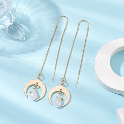 Boucles d'oreilles pendantes en forme de larme en quartz rose naturel&nbsp;EJEW-JE05712-04