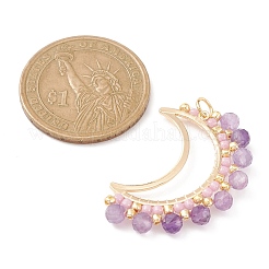 Ограненные круглые подвески из натурального аметиста&nbsp;PALLOY-MZ00169-05