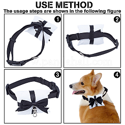 Черные полиэстеровые бархатные подушечки для колец с бантом и прочным поводком для собак из нейлона&nbsp;HJEW-DR00255