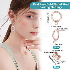 20 шт. фурнитура для сережек-гвоздиков из нержавеющей стали 304 STAS-BBC0001-76RG