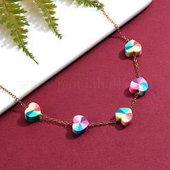 200шт 2 цвета бусины из полимерной глины ручной работы CLAY-SZ0001-07