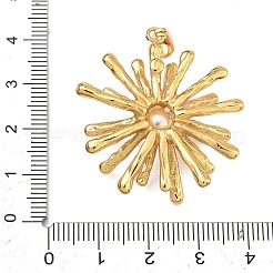 304ステンレススチールとABSプラスチック製の模造真珠ペンダント  花のチャーム  ゴールドカラー  36x34x11mm  穴：6.5x3mm&nbsp;STAS-C172-04B-G