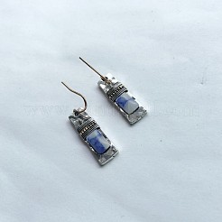女性用合金樹脂ダングルイヤリング  長方形  アンティークシルバー  50mm&nbsp;WGDA915-01