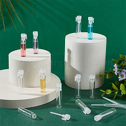 詰め替え可能なガラス製香水瓶150個  プラスチック製キャップ付き  20 個のプラスチックスポイト  透明  0.9x3.95cm  容量：1ml（0.03fl.oz）&nbsp;AJEW-OC0013-60A