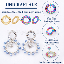 12 шт. 3 цвета фурнитура для сережек-гвоздиков из нержавеющей стали 304 EJEW-UN0002-32