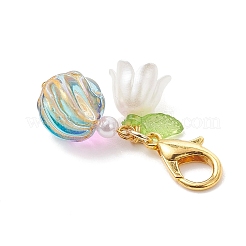 Подвесные украшения из стекла и акриловых листьев и краски для выпечки золотистого металла&nbsp;HJEW-JM04640