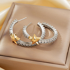 Элегантные серьги-гвоздики в форме звезды из прозрачного кубического циркония из латуни&nbsp;VM5173