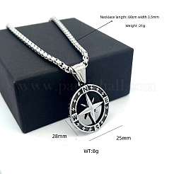 Винтажный панк-кулон в виде компаса из нержавеющей стали 304.&nbsp;MZ7363