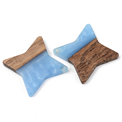 Pendentifs en résine opaque et bois de noyer&nbsp;RESI-S389-011A-C01