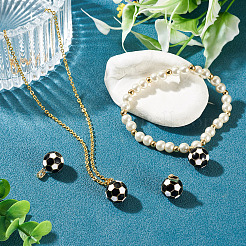 2個真鍮エナメルチャーム  サッカーのチャーム  ゴールドカラー  ブラック  15x12mm  穴：4x2.5mm&nbsp;KK-TA0008-66