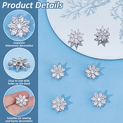 6 шт. латунные кнопки с микропаве из прозрачного кубического циркония&nbsp;KK-FG0001-26A