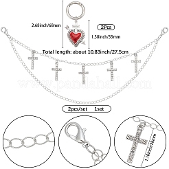 4 stücke 2 arten messing gedrehten ketten boot strap ketten & herz legierung emaille schuhe charms sets&nbsp;HJEW-BM0001-07