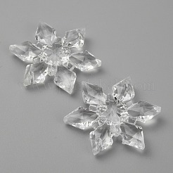 クリスマス透明アクリル コネクタ チャーム  スノーフレークリンク  透明  46.5x40.5x9mm  穴：2.3mm&nbsp;OACR-WH0037-02B-01