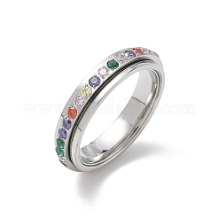 Anillos de dedo giratorios con rhinestone de acero inoxidable 304&nbsp;RB-CBACDE8-02P