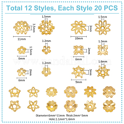 240 pièce de 12 styles de capuchons de perles en alliage&nbsp;FIND-UN0015-69