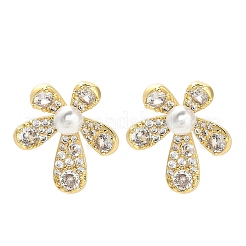 Фурнитура для сережек-гвоздиков из латуни с микропаве из прозрачных кубических цирконий KK-D102-08G