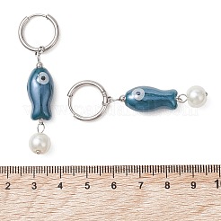 Pendientes de aro de porcelana hechos a mano&nbsp;EJEW-JE06953