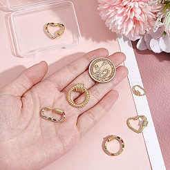 6 шт. 6 стиля латунные микро-паве кубические цирконии винтовые карабины замки-подвески KK-GA0002-02