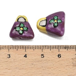 手作りの陶器ビーズ  手描き  バッグ  15.5~17x15~17x7~8.5mm  穴：1.8mm&nbsp;PORC-L084-06E